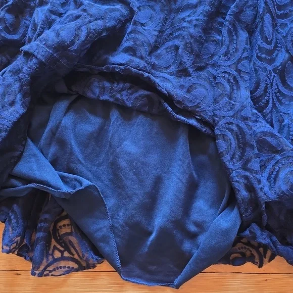 NWT, Free People ONE, Adella Burnout Lace Slip Mini Dress, Navy, XS - Picture 10 of 15